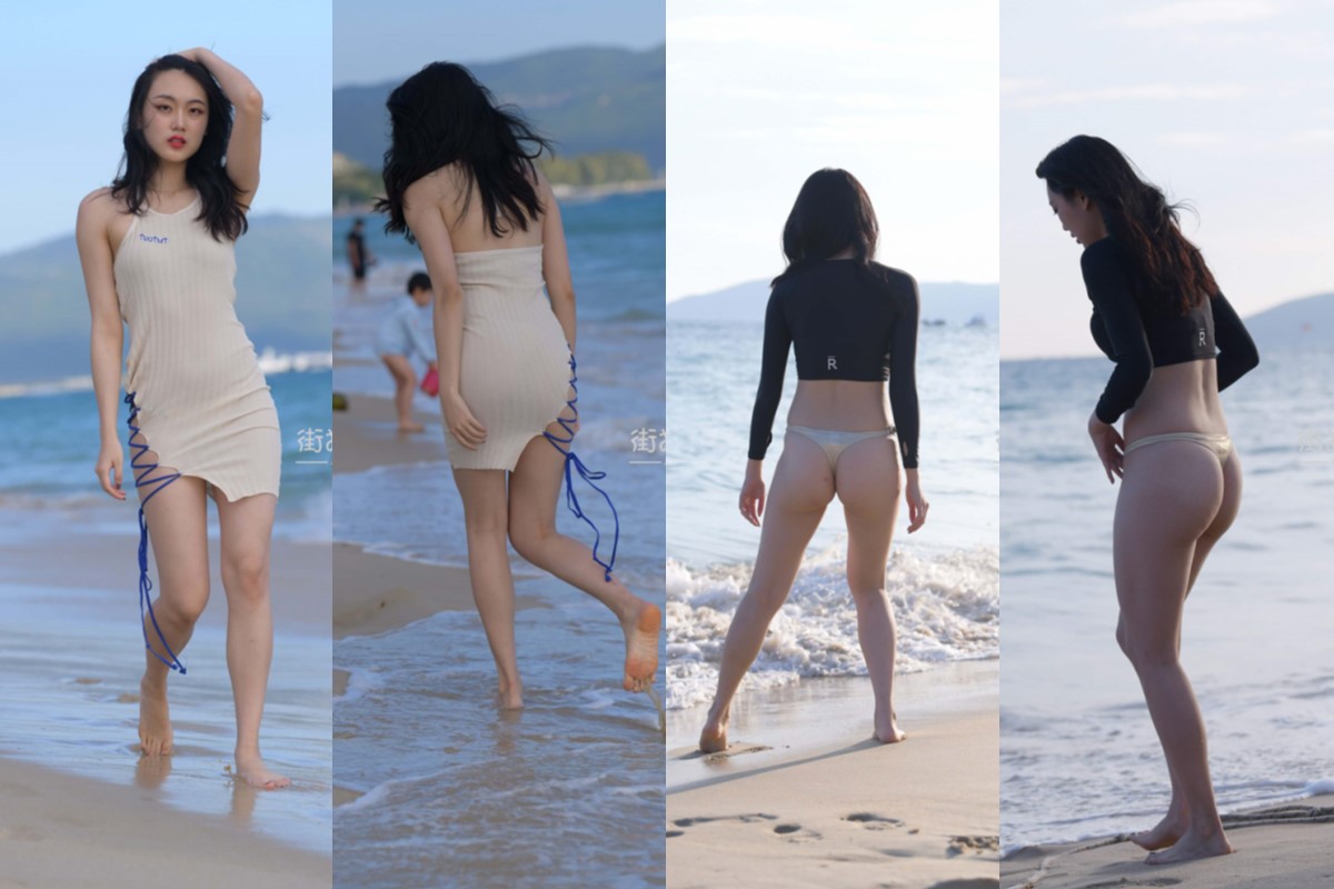 【8月摄影作品】海边的金色比基尼美女