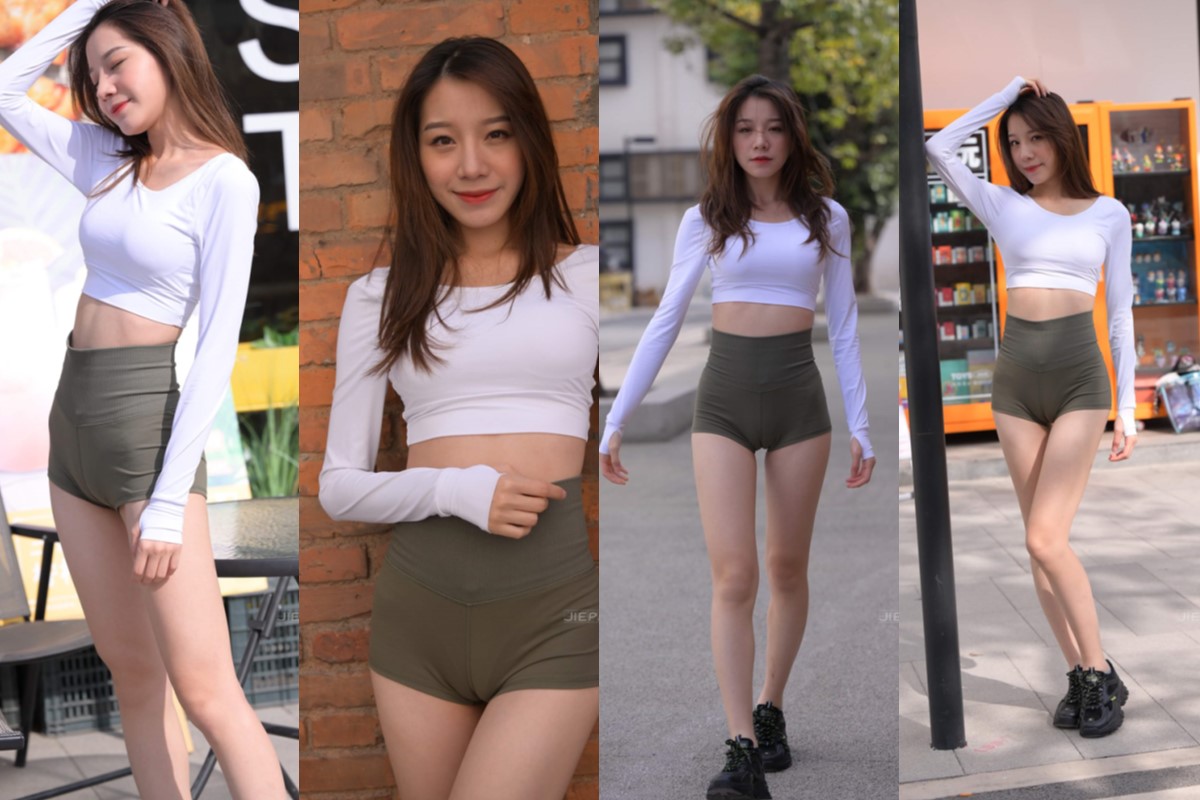 魂魂街拍作品★香气绿茶~紧身短瑜伽裤美女【套图+视频】