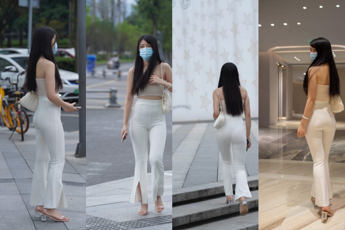 加菲mao街拍作品★白裤女子【套图+视频】