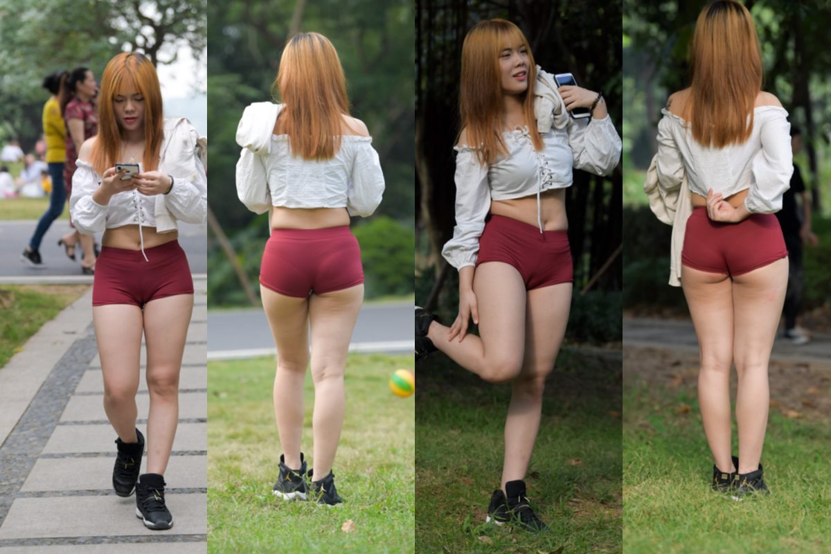 超紧红色热裤 【套图+视频】