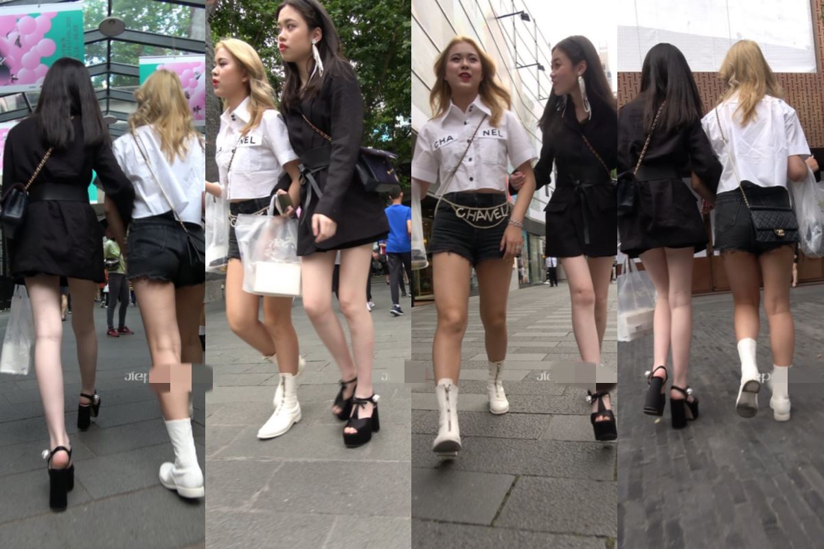 4K - 两位青春小姐妹一起逛街街拍 [1.00 GB/MP4]