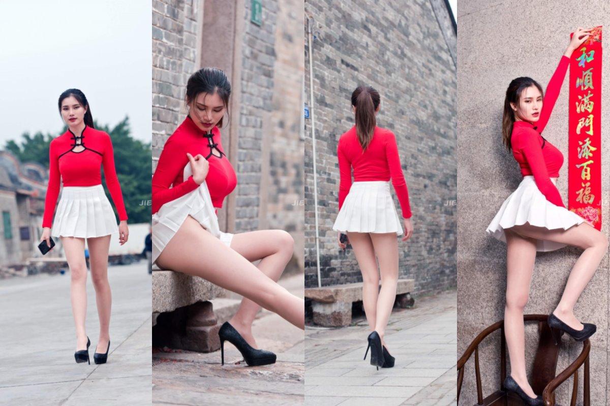 红衣短裙高跟美女 【套图+视频】