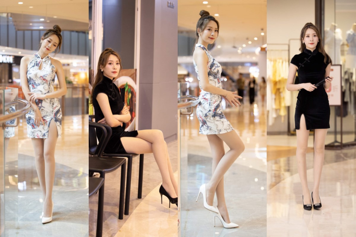 黑色与白色旗袍美女