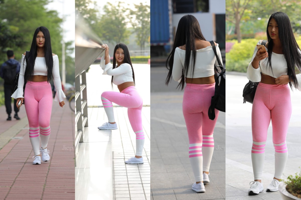 粉色瑜伽裤 【套图+视频】