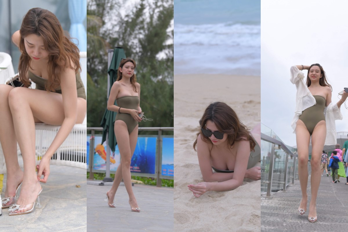 [第8季•从心出发] 【红石旅拍摄影作品】绿色泳装美女