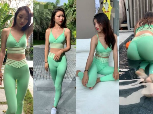 [第4季•聆听太阳湾] 【红石旅拍作品】萌萌 绿色紧身瑜伽裤