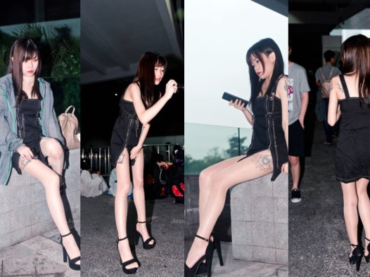 御风★丝足系列-漫展上的黑裙肉丝小妹摄趣事【套图+视频】