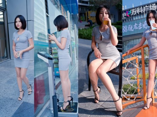 御风★商业广场看哈哈镜的包臀裙肉丝萌宝儿【套图+视频】