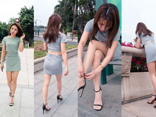 灰色短裙 【套图+视频】