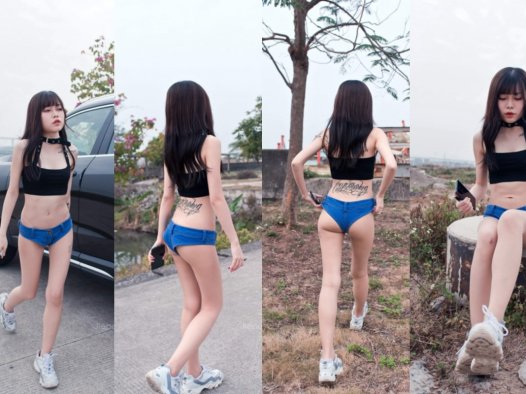 御风街拍★海鸥岛旅游的短牛妹子【套图+视频】