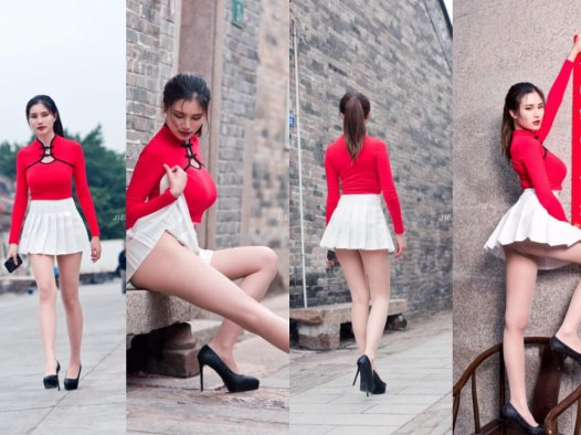 红衣短裙高跟美女 【套图+视频】