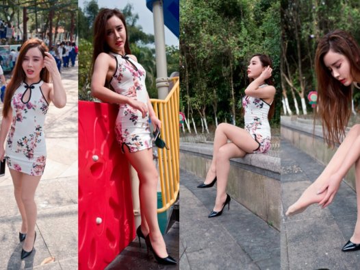 御风★艾小青白色旗袍肉丝迅游天鹿湖公园【套图+视频】