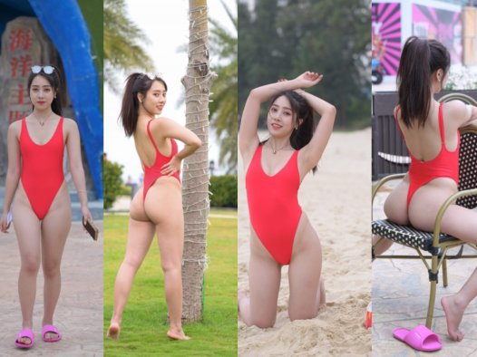 [第8季•从心出发] 【魂魂旅拍摄影作品】红色连体比基尼女孩