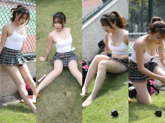 辉辉模拍★cherry户外肉丝美腿打羽毛球 【套图+视频】