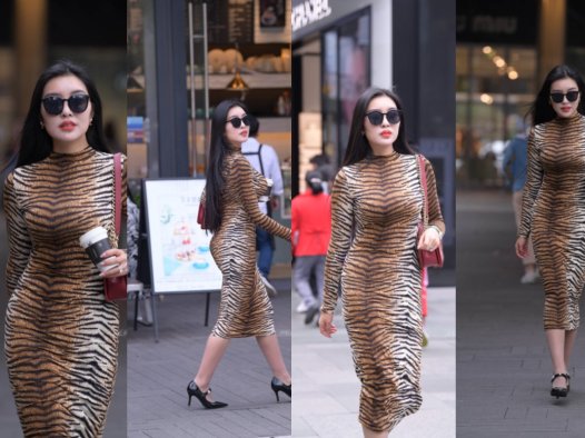 前凸后翘虎斑纹裹身裙少fu~