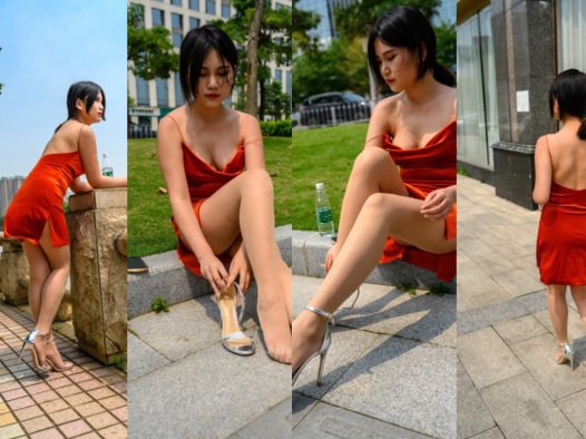 御风街拍★红裙肉丝萌宝儿在河边散心【套图+视频】