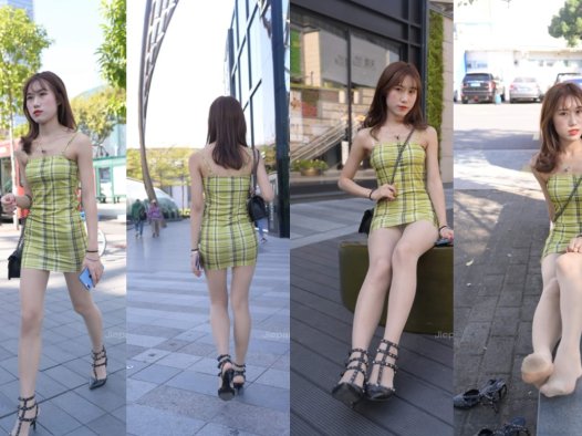 程生街拍★格子吊带包臀裙 【套图+视频】