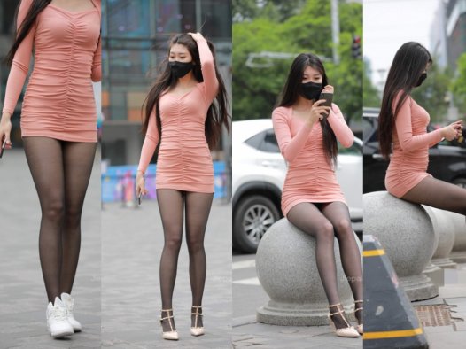 黑丝包臀裙街拍美女 【套图+视频】